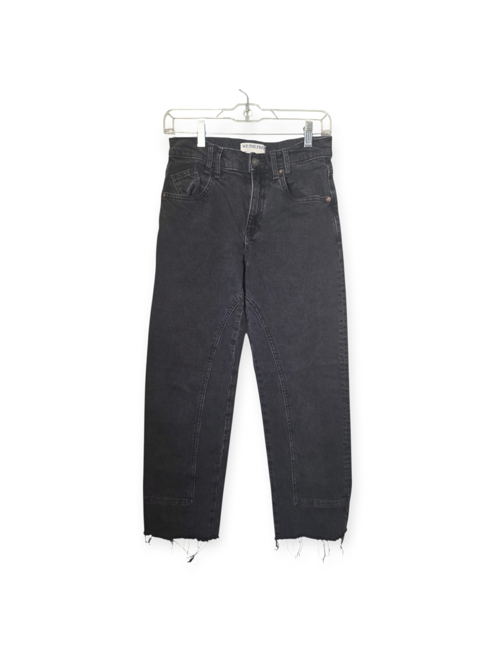 Women's NWOT We the Free raw hem, lightly ballooned leg grayish jeans, size 26